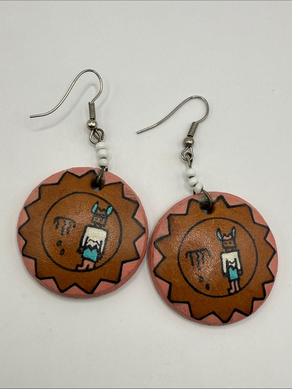 Vintage Pauline Serrano 1987 Large Aztec Native American Style Earrings